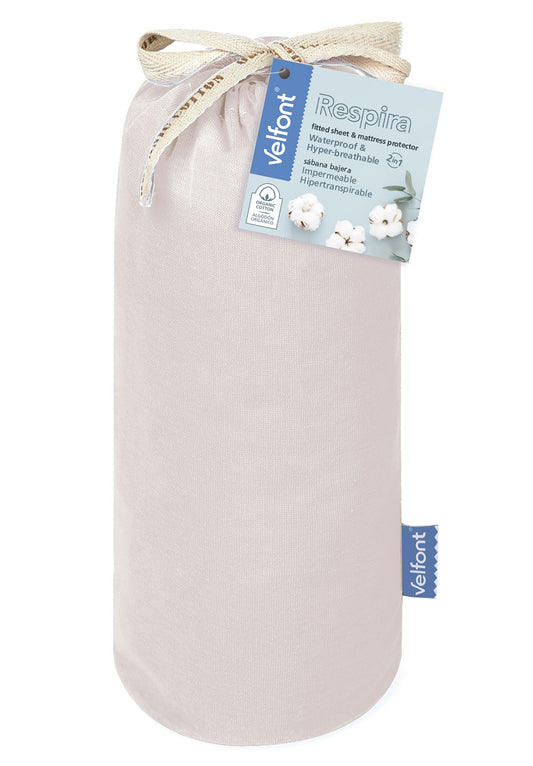 Velfont "Respira" 100% Organic Cotton Fitted Sheets in Cream