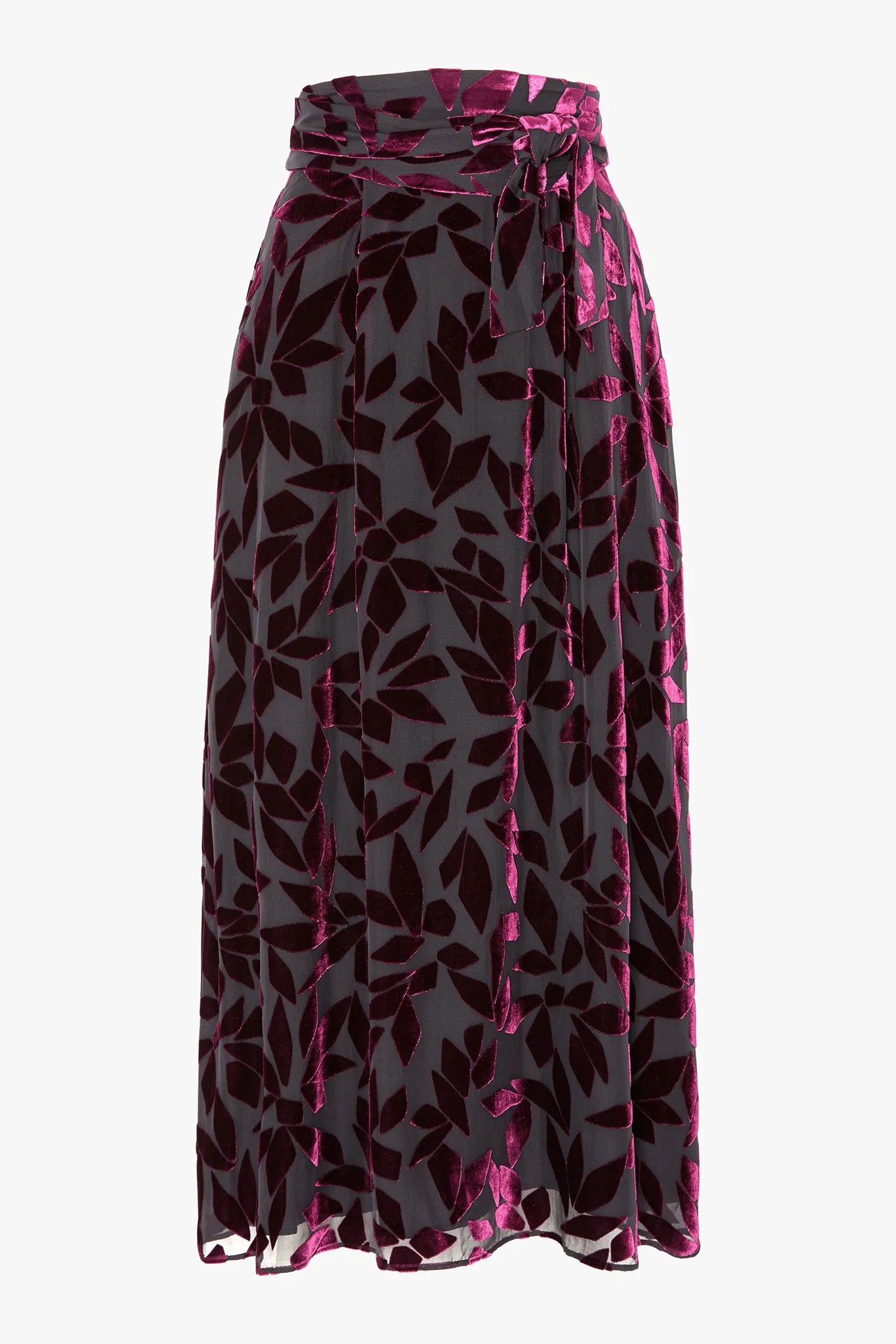 Jasper Conran "Idalia" Velvet Burn Out Skirt in Cerise Geo Pink