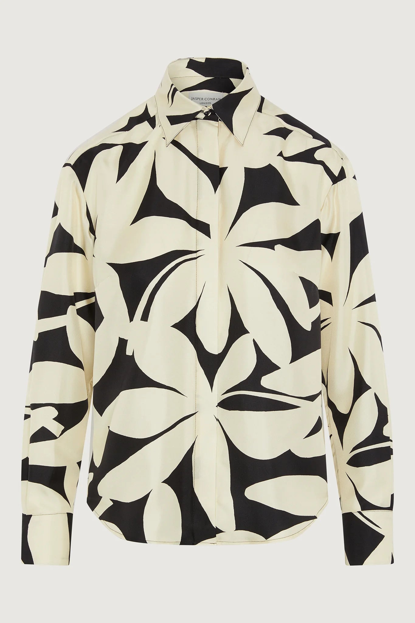 Jasper Conran "Gail" Silk Twill Printed Shirt in Champagne