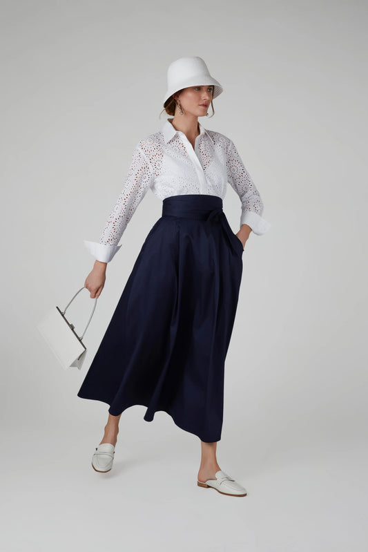 Jasper Conran "Felicia" Broderie Shirt in White