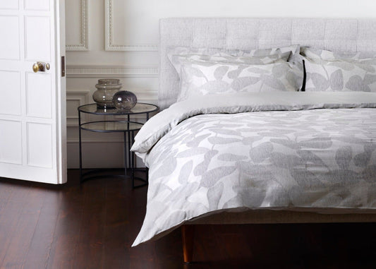 Jasper Conran "Abstract Leaf" Duvet Cover Set in Melange Grey