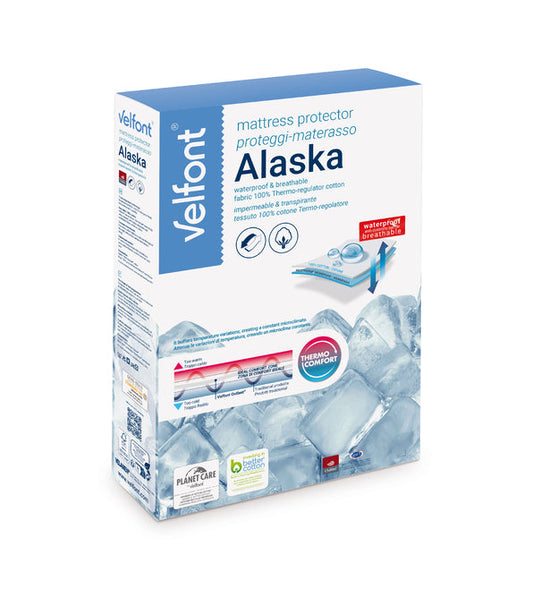 Velfont "Alaska" 100% Thermo-regulating Mattress Protector in White
