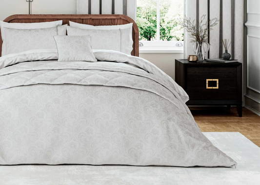 Bedeck of Belfast "Ashleigh" Duvet Cover and Oxford Pillowcase in Platinum