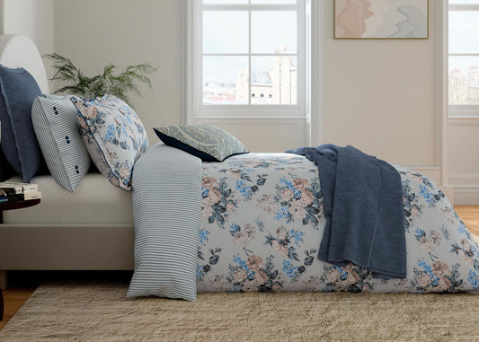 Bedeck of Belfast "Delphine" Duvet Cover and Oxford Pillowcase in Chambray Blue