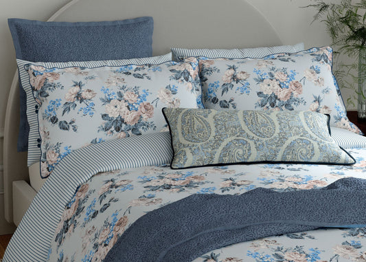 Bedeck of Belfast "Delphine" Duvet Cover and Oxford Pillowcase in Chambray Blue