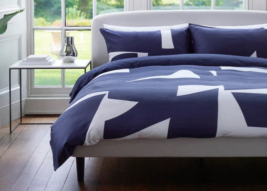 Jasper Conran "Graphic Print" 300TC Duvet Cover Set in Mid Blue