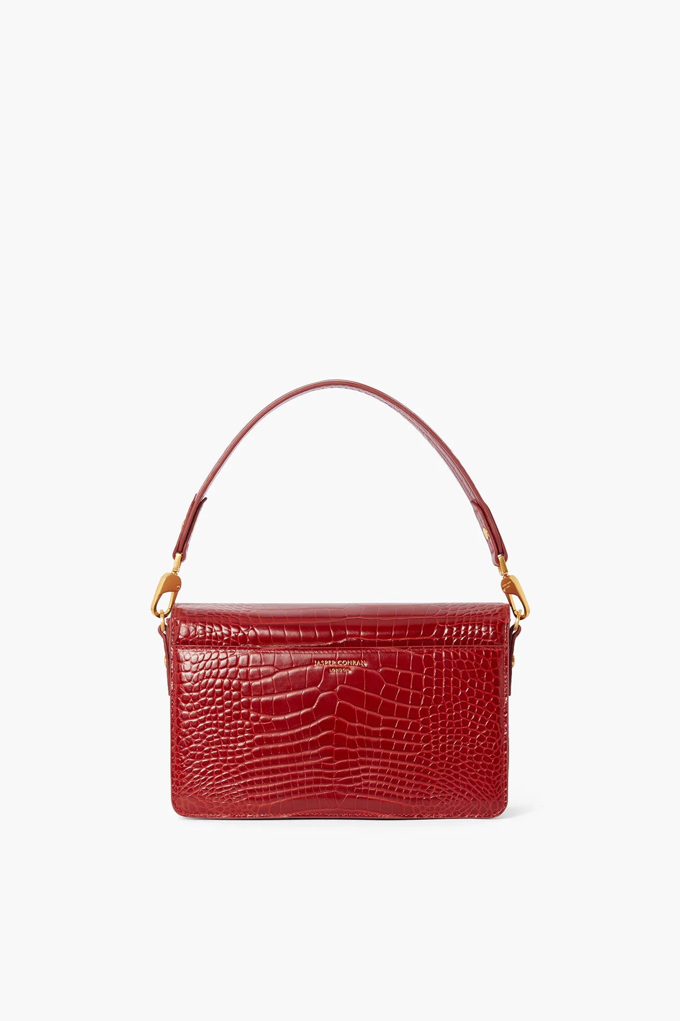 Jasper Conran "Celia" Croc East West Multi Strap Bag in Red