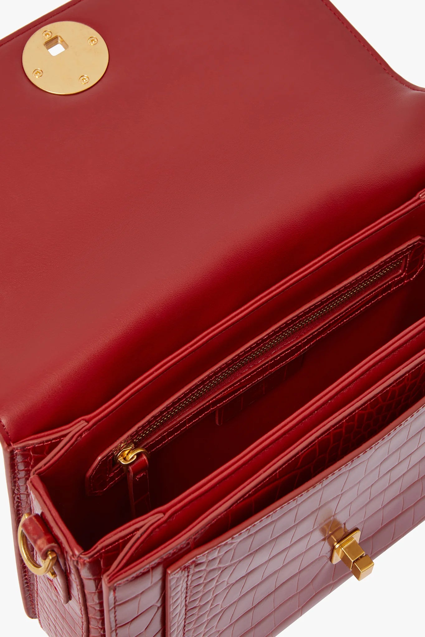 Jasper Conran "Celia" Croc East West Multi Strap Bag in Red