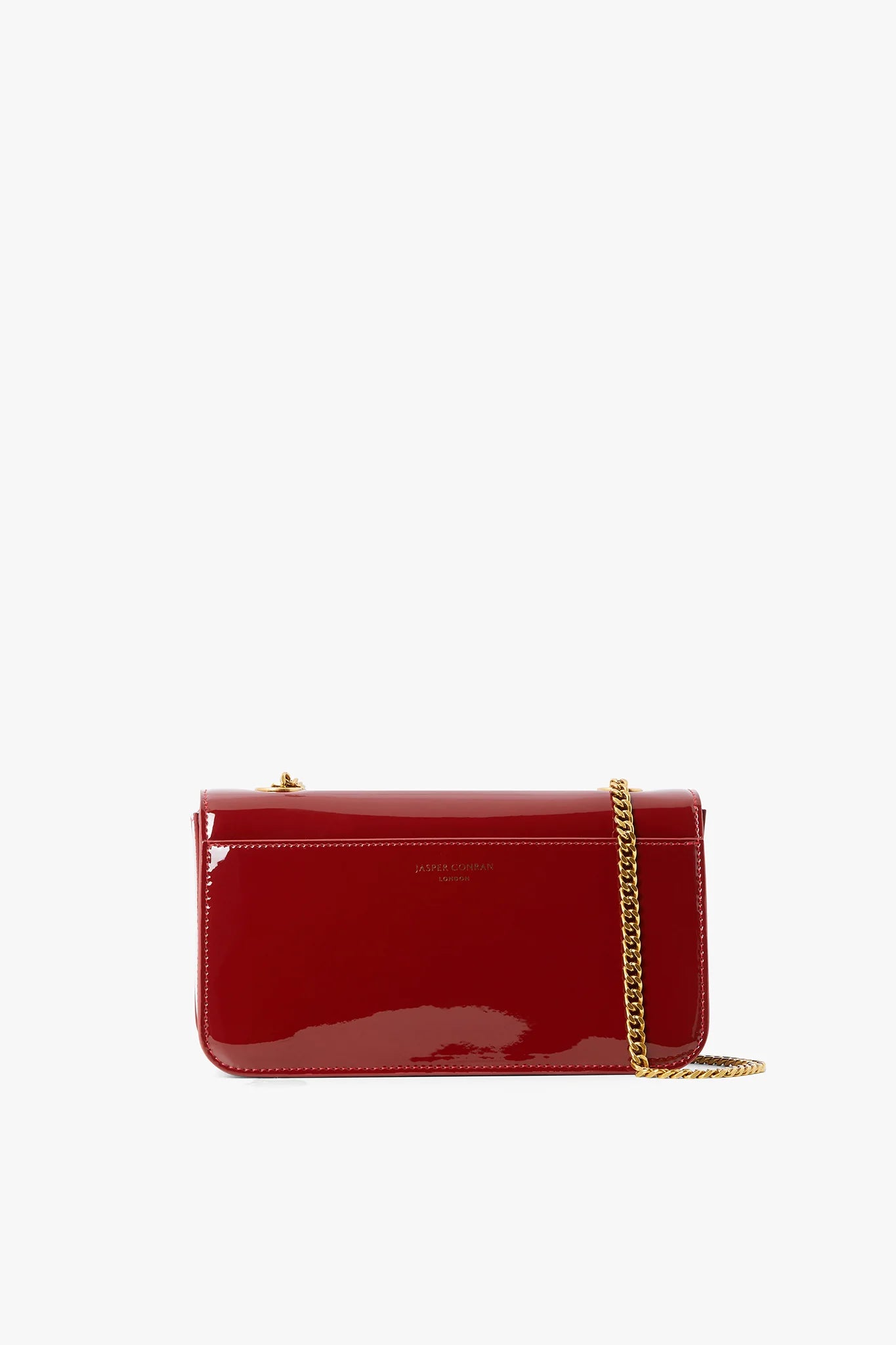 Jasper Conran Celia Patent Chain Strap Evening Bag in Red