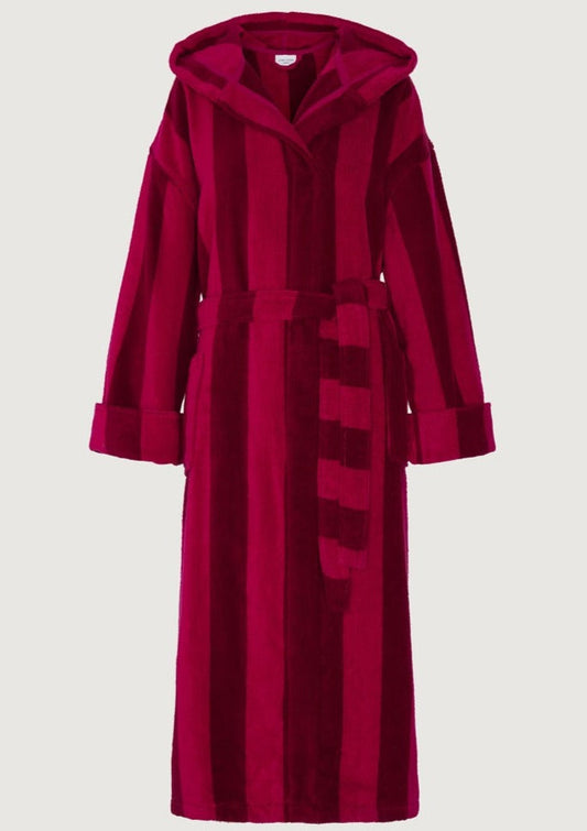 Jasper Conran "Stripe Hooded Robe" in Burgundy