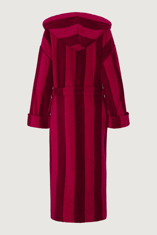 Jasper Conran "Stripe Hooded Robe" in Burgundy