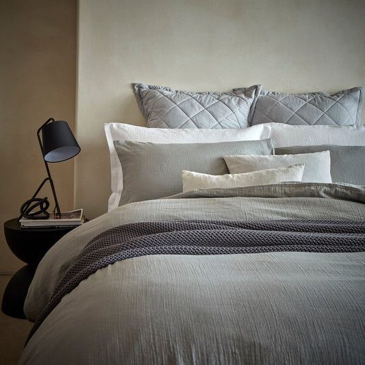 Christy Organic Cotton "Retreat" Plain Dyed Sheets & Duvet Covers in Grey