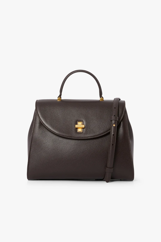Jasper Conran "Gigi" Leather Top Handle Grab Bag in Chocolate