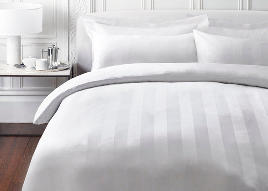 JC "Satin Stripe" 500 Thread Count Duvet Cover in White