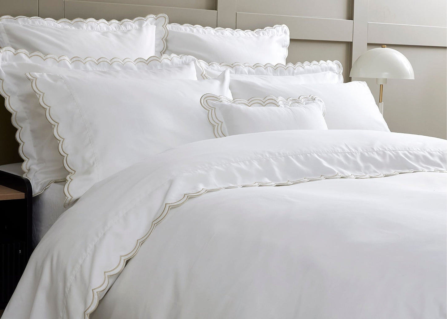 Christy "Scallop Edge" Duvet Cover Sets in Oyster