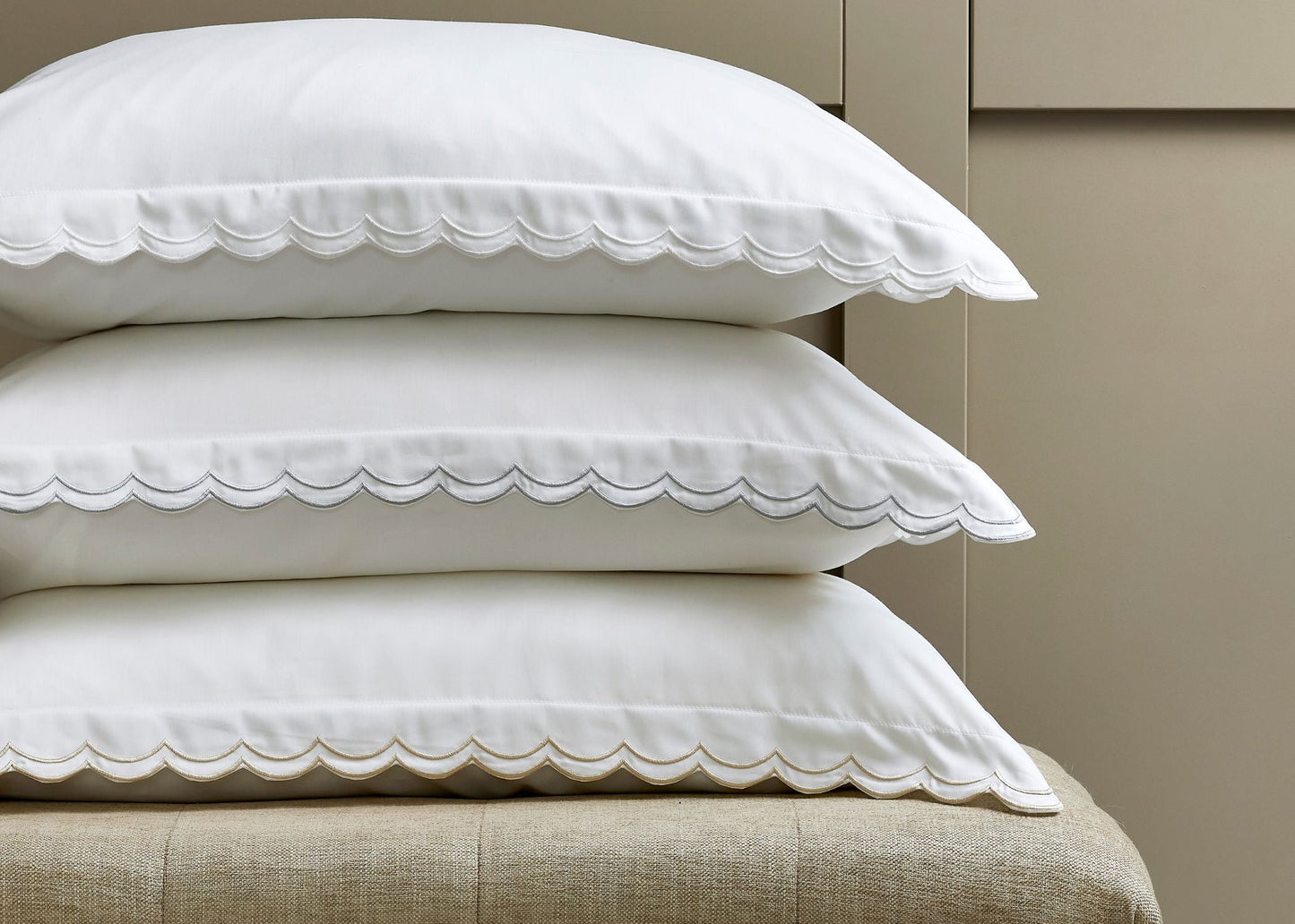 Christy "Scallop Edge" Duvet Cover Sets in Oyster