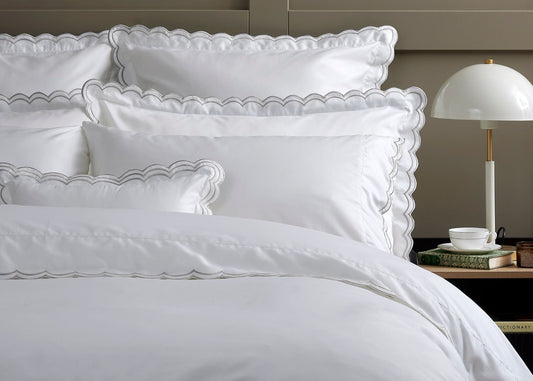 Christy "Scallop Edge" Duvet Cover Sets in Silver