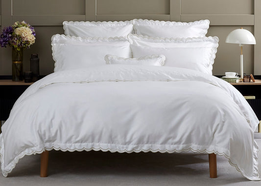 Christy "Scallop Edge" Duvet Cover Sets in Oyster