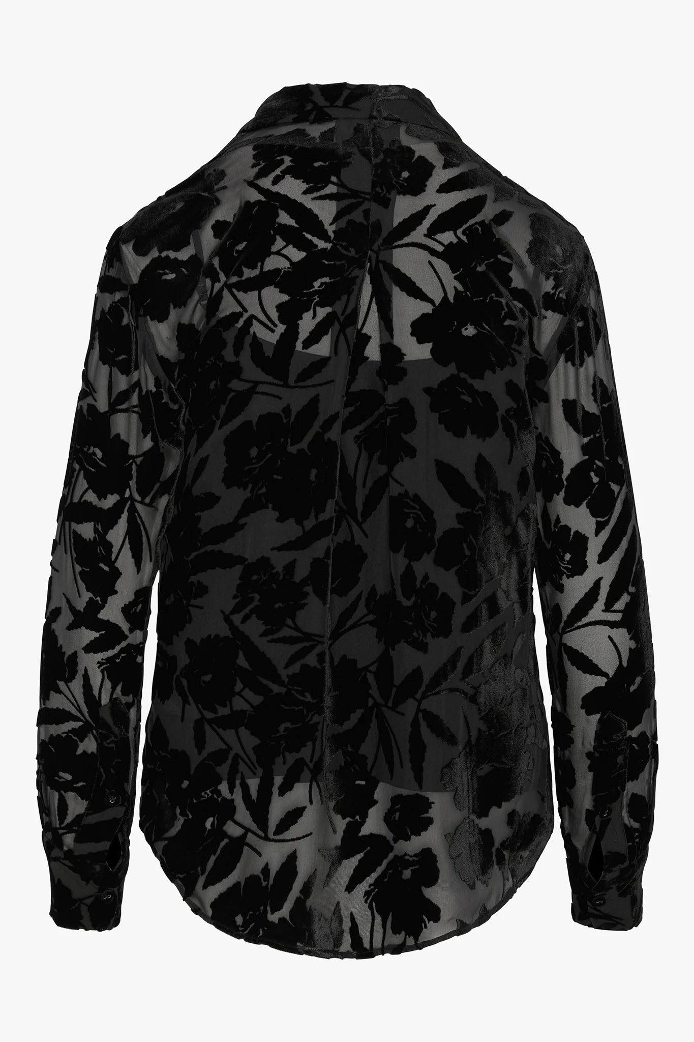 Jasper Conran "Idalia" Velvet Burn Out Shirt in Black Floral