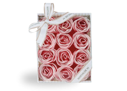 Mathilde "Rose Fragrance" Set of 12 roses in pink and white soap sheets