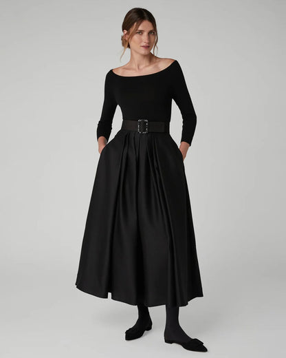 Jasper Conran "Iliana" Wool Silk Jeweled Belt in Black