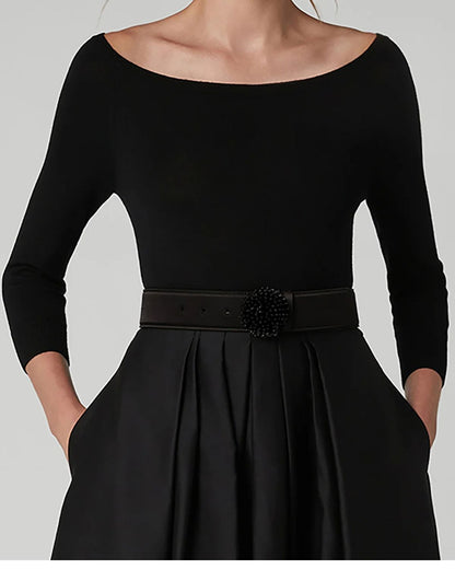 Jasper Conran "Ingrid" Wool Silk Belt in Black