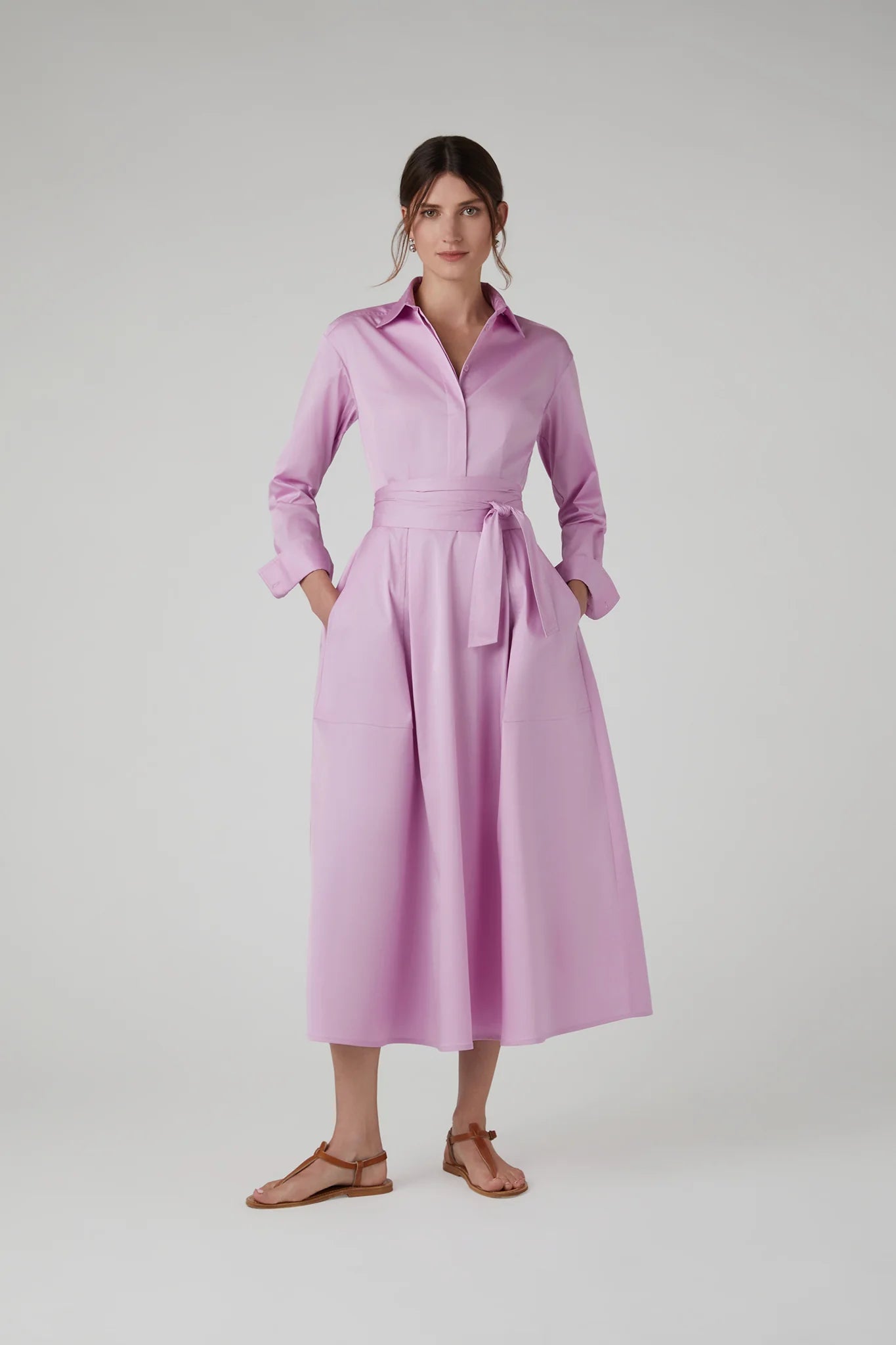 Jasper Conran "Blythe" Full Skirt Shirt Dress in Pink