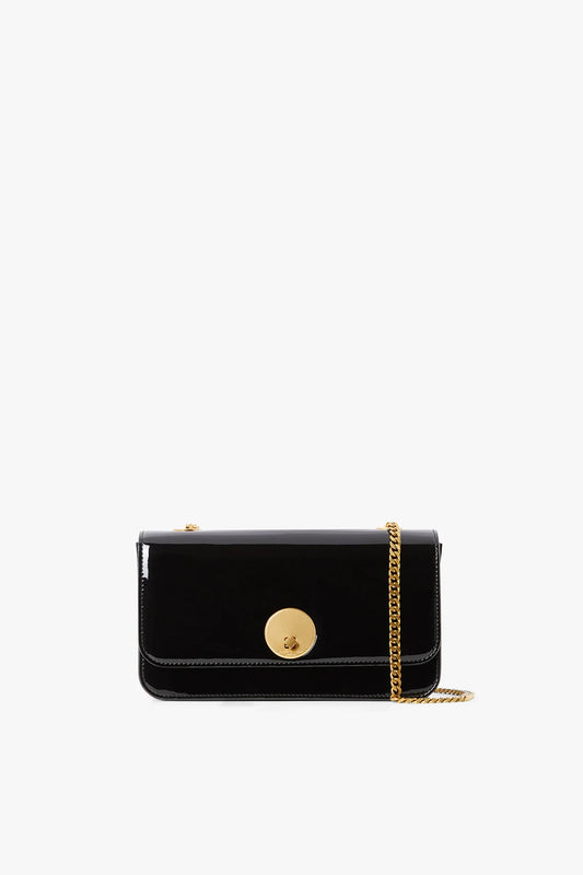Jasper Conran Celia Patent Chain Strap Evening Bag in Black
