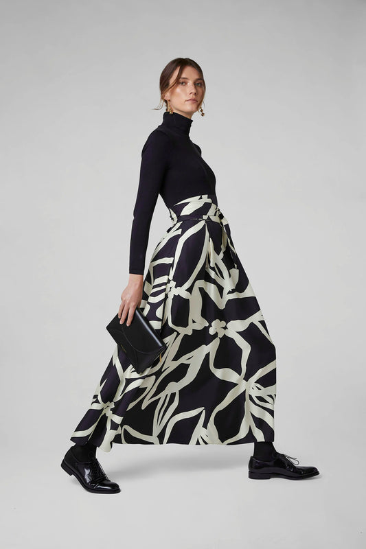 Jasper Conran "Gail" Silk Twill Printed Maxi Skirt