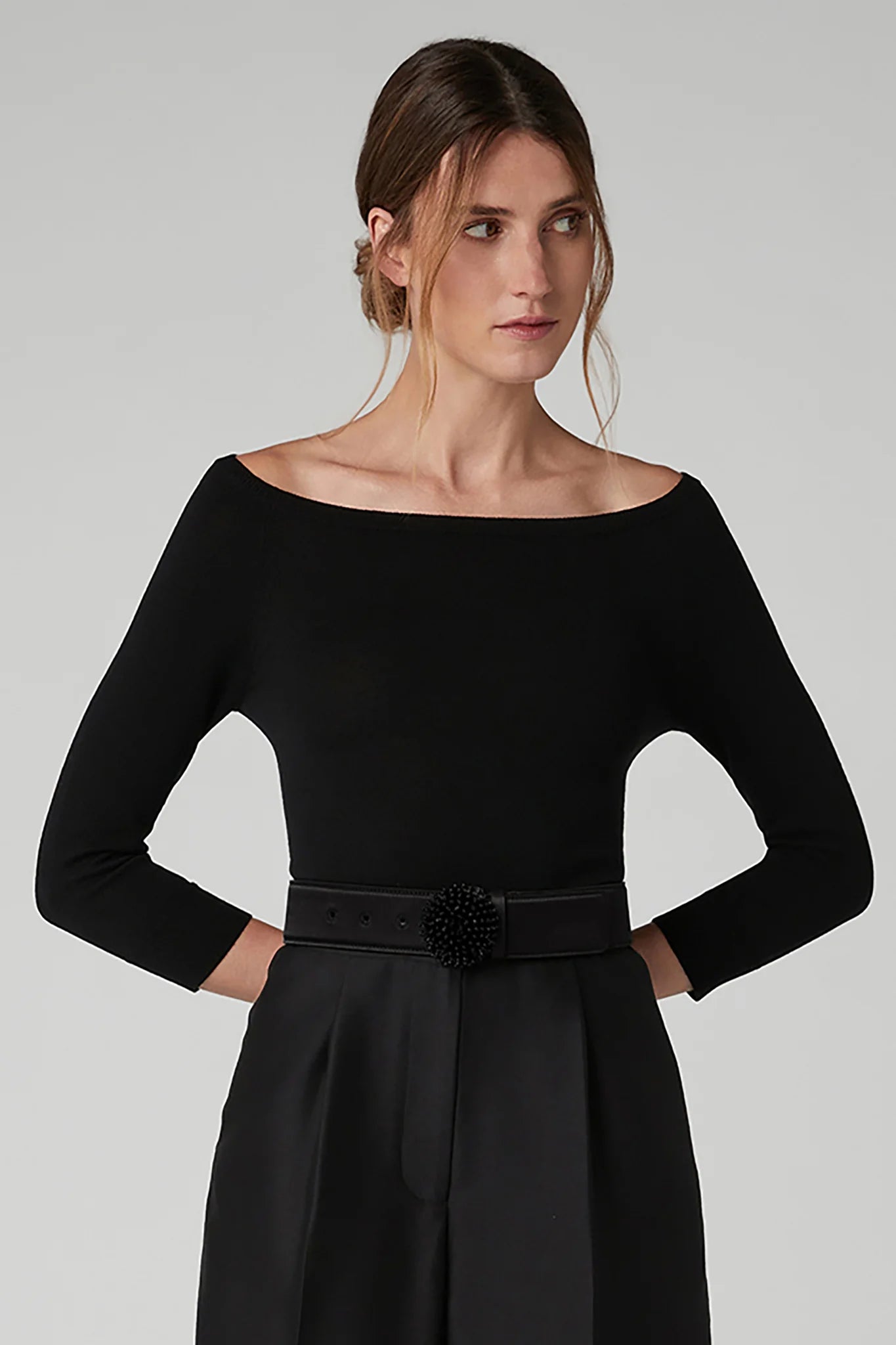 Jasper Conran "Ingrid" Wool Silk Belt in Black