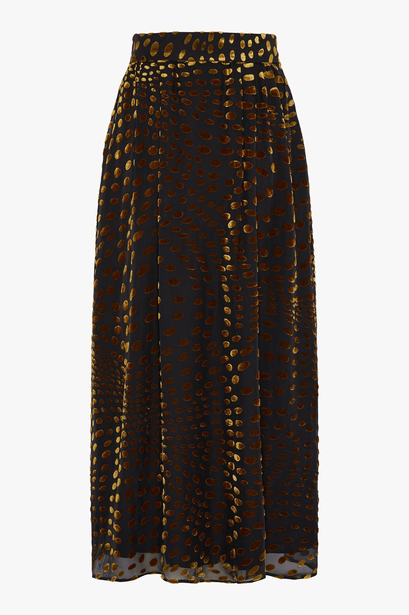 Jasper Conran "Idalia" Velvet Burn Out Maxi Skirt in Gold Spot
