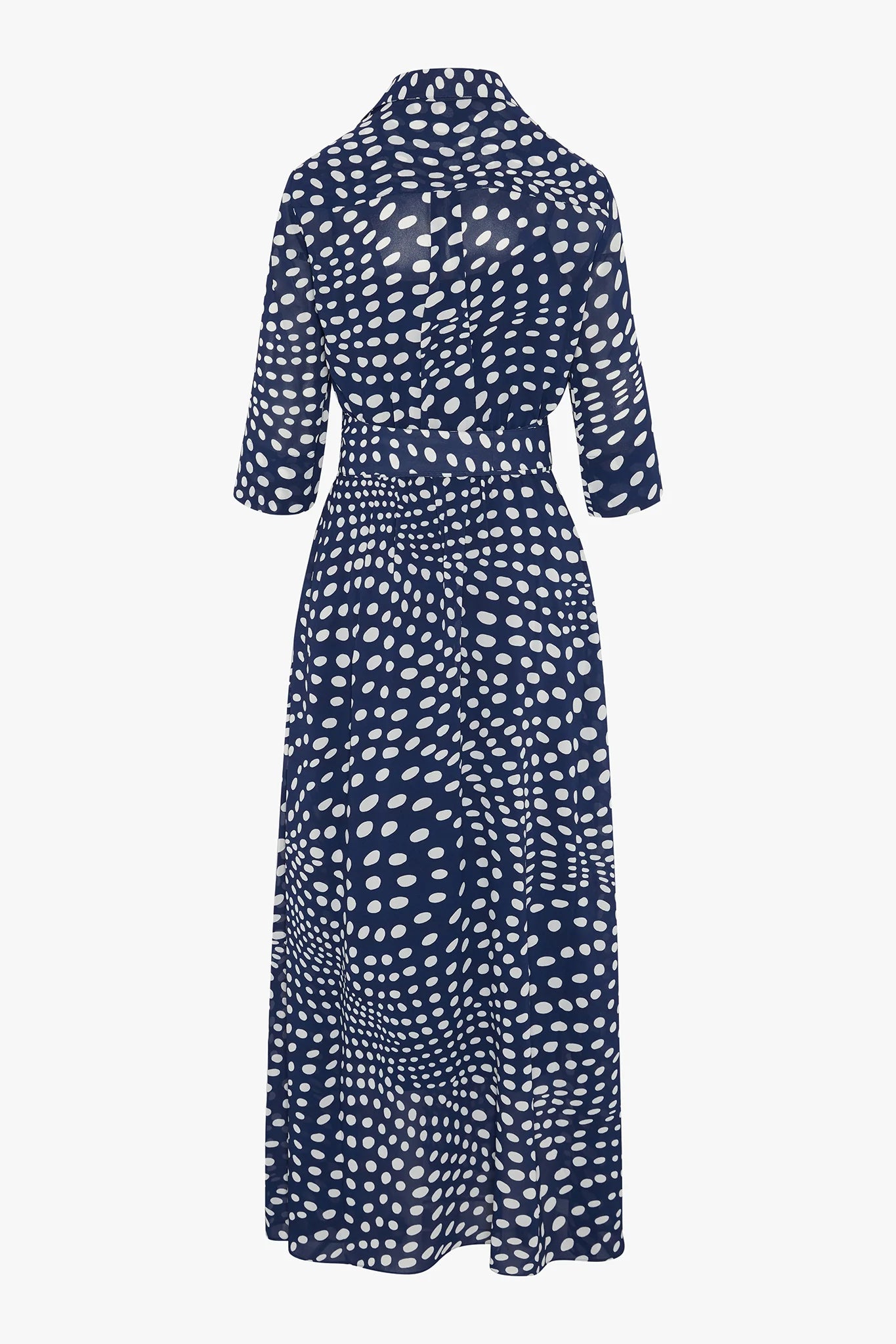 Jasper Conran "Hazel" Printed Georgette Maxi Wrap Dress in Navy