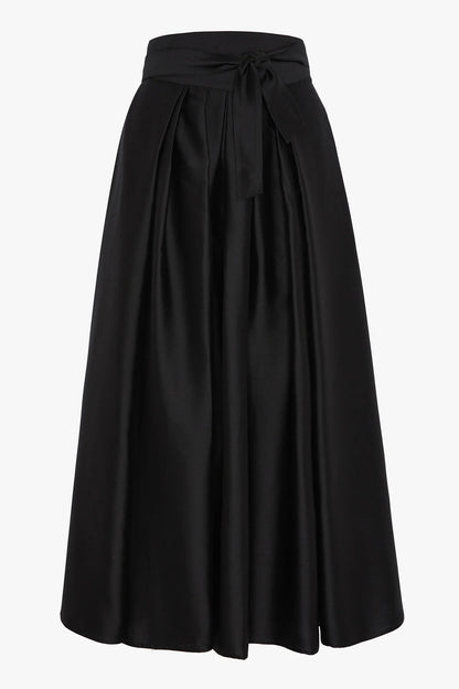 Jasper Conran "Ida" Wool Silk Inverted Pleat Skirt in Black