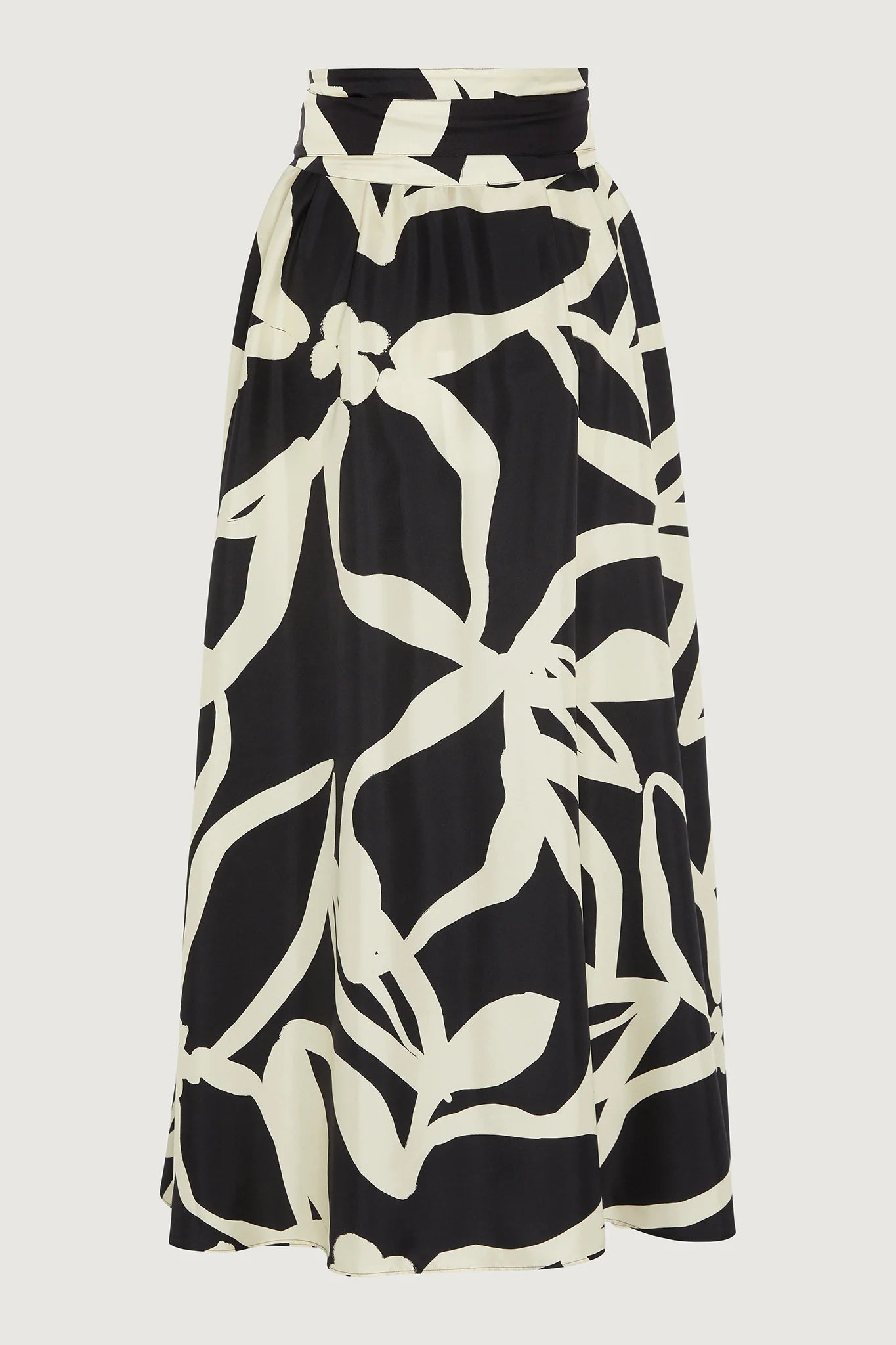 Jasper Conran "Gail" Silk Twill Printed Maxi Skirt in Black