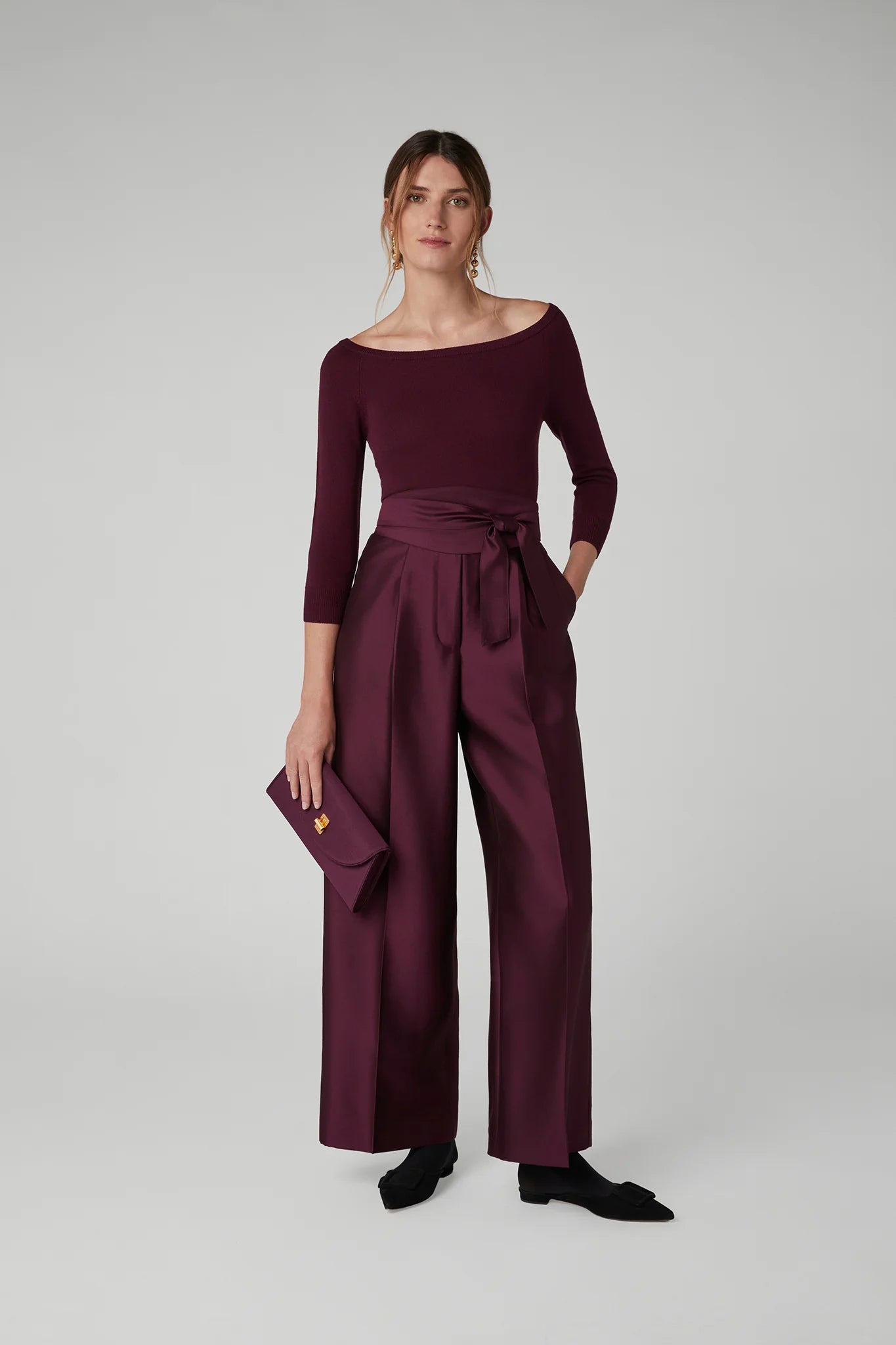 Jasper Conran Iona Slash Neck Merino Knitted Top