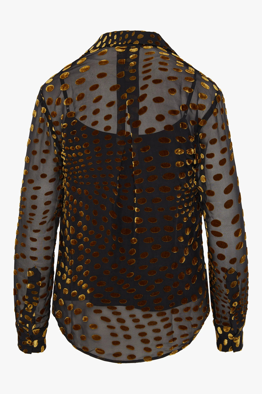 Idalia Velvet Burn Out Shirt in Gold Spot