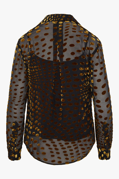 Jasper Conran "Idalia" Velvet Burn Out Shirt in Gold Spot