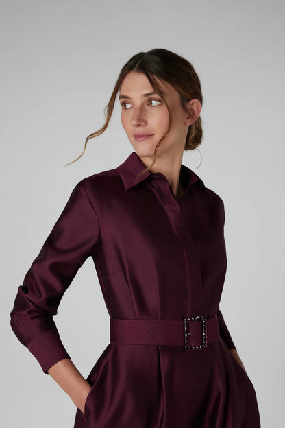 Jasper Conran "Iliana" Wool Silk Jewelled Belt in Berry