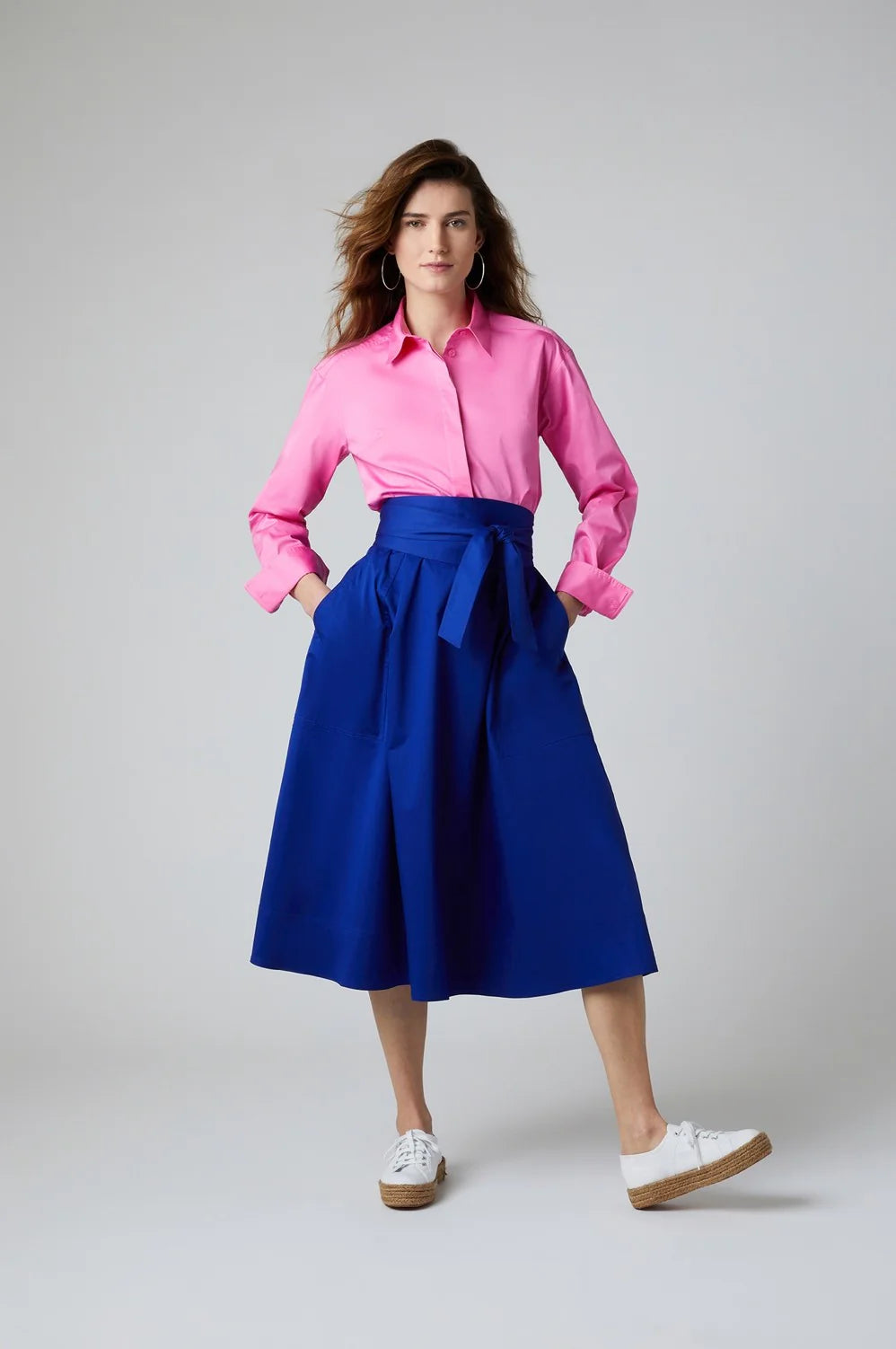 Fran Button Through Cotton Shirt in Pink