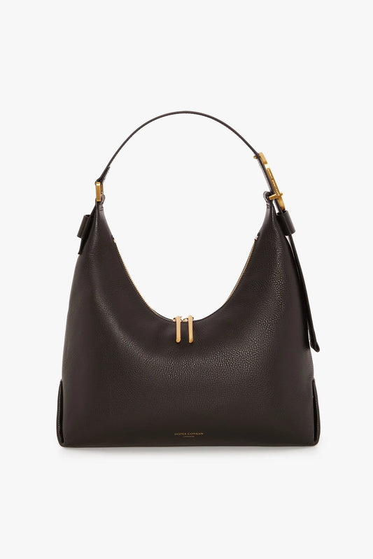 Jasper Conran Beatrix Leather Scoop Hobo in Black