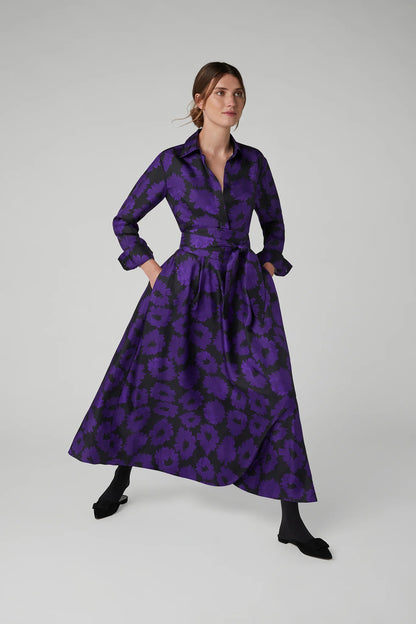 Jasper Conran Isabella Silk Twill Printed Maxi Shirt