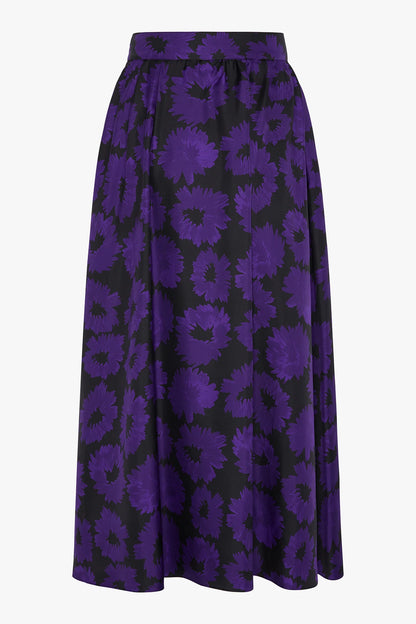 Jasper Conran "Isabella" Silk Twill Printed Maxi Skirt in Purple