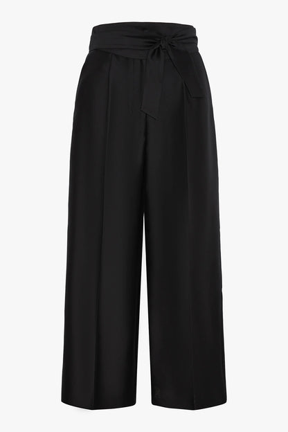 Jasper Conran "Imogen" Wool Silk Wide Leg Trousers in Black