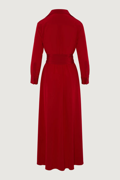 Jasper Conran "Celia" Maxi Silk Wrap Dress in Red