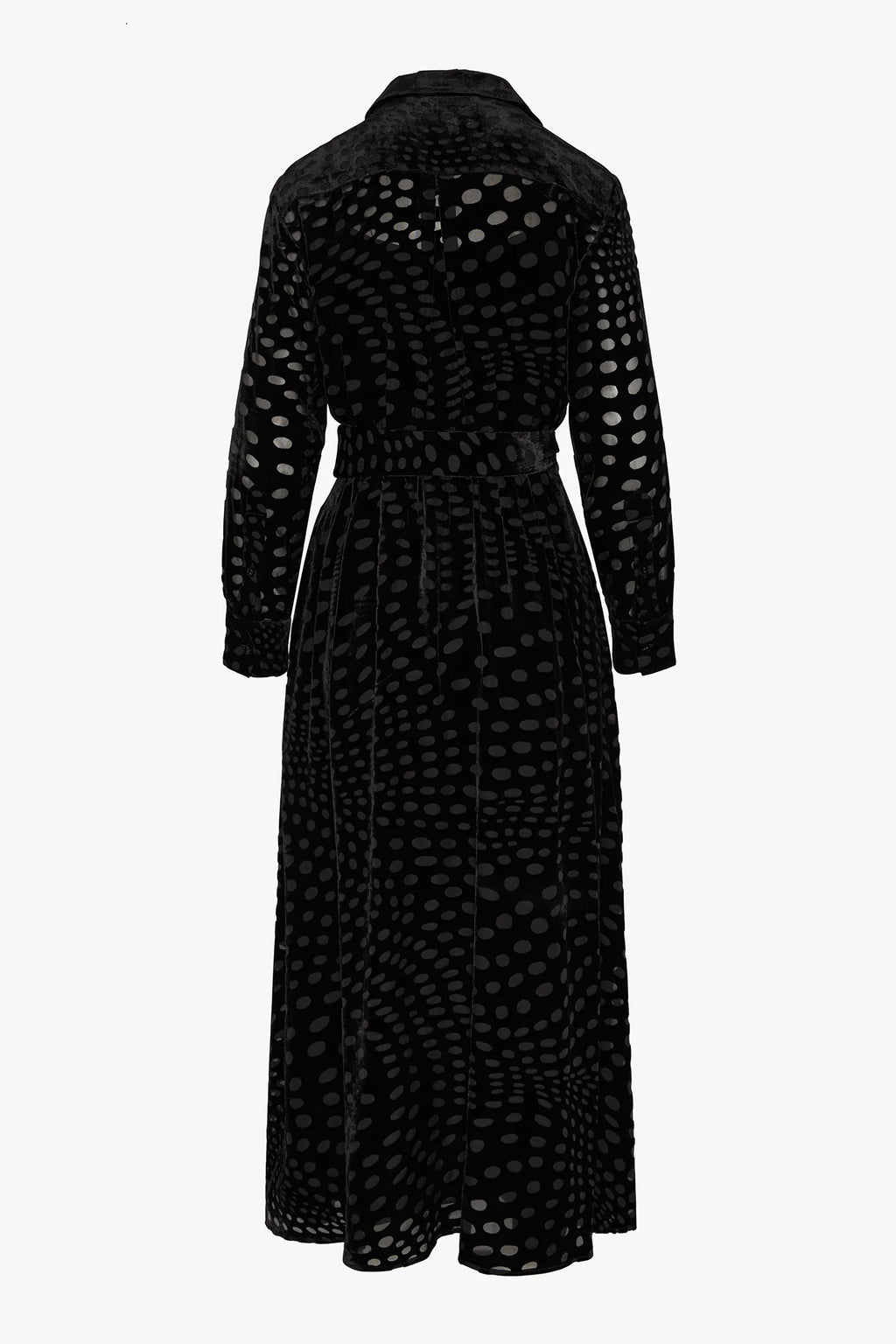 Jasper Conran "Isabel" Velvet Devoré Shirt Dress in Black