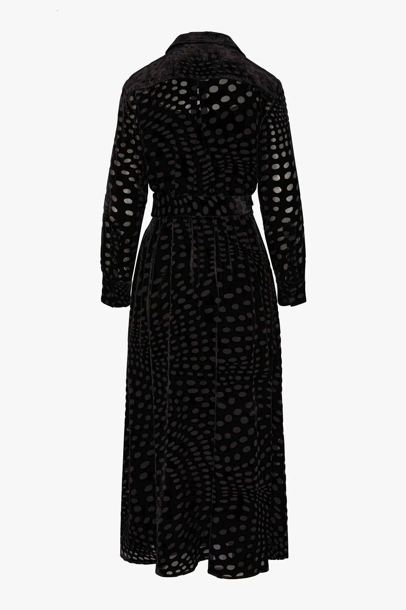 Jasper Conran "Isabel" Velvet Devoré Shirt Dress in Black