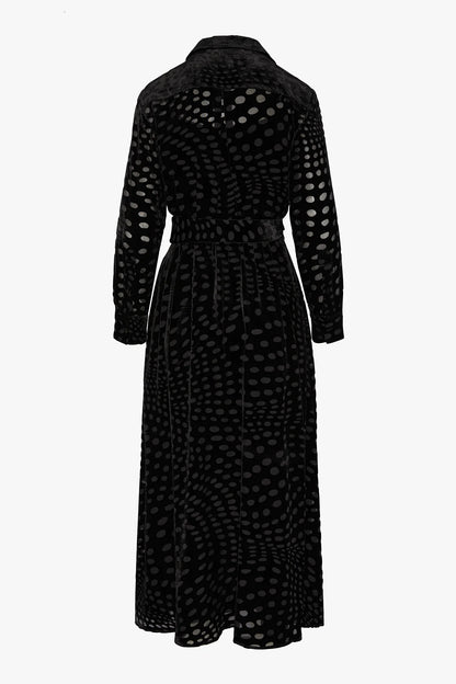 Jasper Conran "Isabel" Velvet Devoré Shirt Dress in Black
