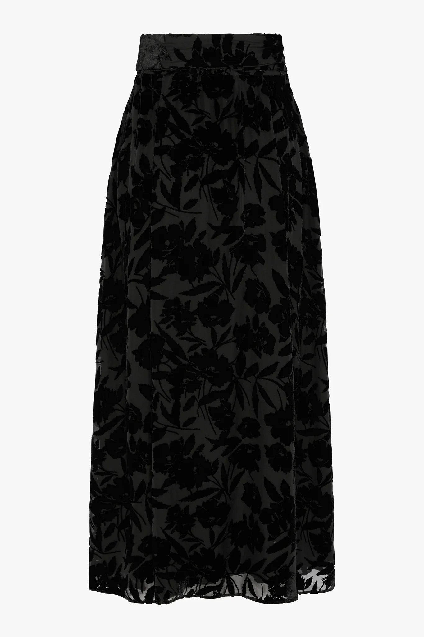 Jasper Conran "Idalia" Velvet Burn Out Skirt in Black Floral