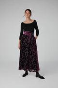 Jasper Conran "Idalia" Velvet Burn Out Skirt in Cerise Geo Pink