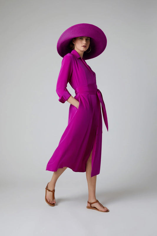 Jasper Conran Eliza Silk V Neck Dress Pink